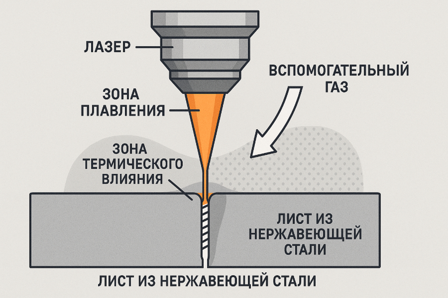 Схема процесса лазерной резки